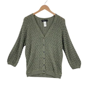 Jones New York Women's Multi Chevron V-Neck Button Front Cardigan Sweater Size M - Picture 1 of 17