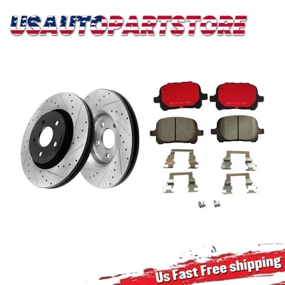 For Toyota Avalon Solara Brakes Pads Kit Front Drilled Brake Rotors Ceramic Pads - Image 1 of 4