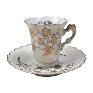 VTG Kalk Germany Espresso Demitasse Gold Floral Cup Saucer Set 8 Available 7306B - Picture 1 of 24