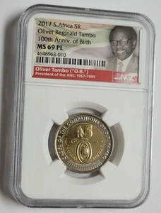 NGC MS 69PL 2017 South Africa 5 Rand Oliver Tambo 100th Anniversary Of Birth - Picture 1 of 2