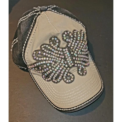 Gorra de béisbol con estrás de águila envejecida con diamantes de imitación adornada con diamantes de imitación Foto 1 de 4