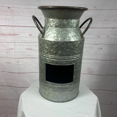 Elegant Expressions Decorative Metal Gray Solid Print Milk Can Vase 15" - Image 1 of 4