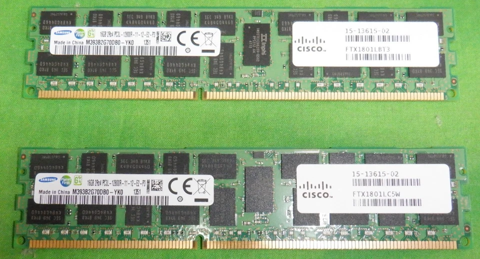 SAMSUNG CISCO 16GB 2Rx4 PC3L-12800R ECC REGServer Memory 15-13615-01   LOT OF 2 - Image 1 of 4