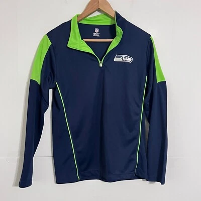 NFL Niñas Chaqueta Jersey Talla L 14/16 Azul Verde 1/4 Cremallera Seattle Seahawks Foto 1 de 4
