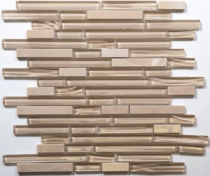 Travertine Stone and Glass Horizontal Mosaic Tiles / 11 sq ft - Picture 1 of 1