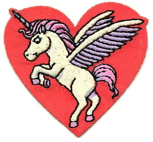 UNICORN HEART Iron On Patch Animal Legend Valentine - Picture 1 of 1