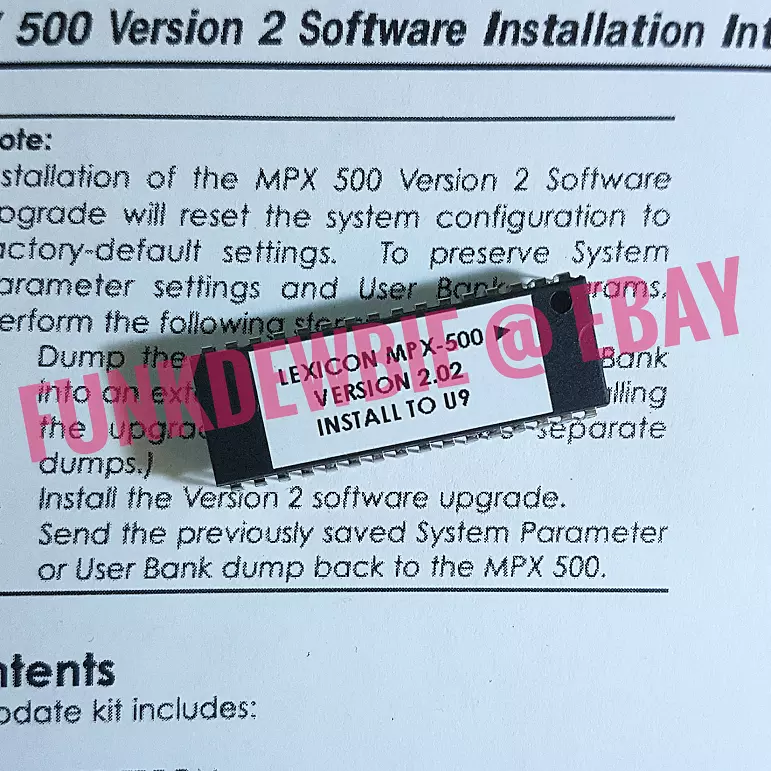 Lexicon MPX-500 OS version 2.02 EPROM Firmware Upgrade KIT / Brand New ROM - Bild 1 von 1