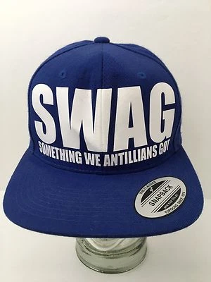 Sombrero SWAG Gorra Snapback Something We Antillians Got Blue Letras Grandes Usado en Excelente Condición Foto 1 de 4