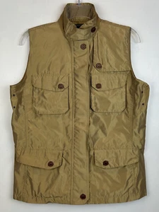 Ralph Lauren Weste Damen M Utility goldfarben Safari Glanz Reißverschluss Holzknöpfe lesen - Bild 1 von 12