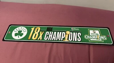 Boston Celtics 2024 NBA Finals Champions Plastic Street Sign  3x19 Licensed - Image 1 of 2
