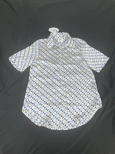 NWT Princess Polly Women Blue/Yellow Short Sleeve Button Up Shirt Blouse Size 2 - Picture 1 of 10