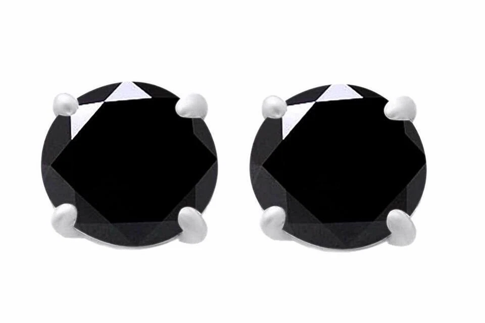 Aretes de oro blanco de 10 k con diamantes negros de 1/2 quilates a 2/3 quilates con certificación IGI Foto 1 de 2