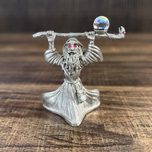 Vintage Spoontiques Pewter Wizard Figure Metal Statue Red Eyes Sneak 1987 - Picture 1 of 7