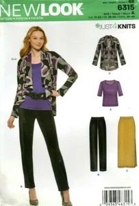 New Look Schnittmuster 6315 Strickstoff Top Jacke Hose & Rock, Größe 10-22 - Bild 1 von 9