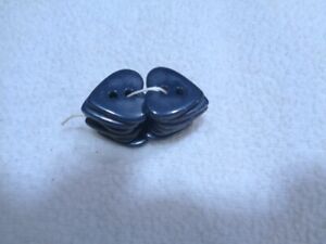 Vtg. Lot of 12 1940s-50s Early Plastic Bakelite Heart Shaped Navy Blue Buttons