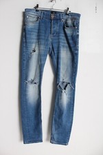 River Island Mens Distresed Skinny Fit Jeans Blue - Size W30 L32 (29a)