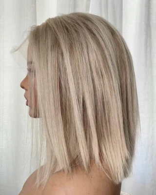 100% Virgin Human Hair Ashy Blonde Glueless Lace Front Wigs Pre Plucked - Image 1 of 4