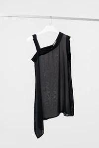 Sarah Pacini Sheer Asymmetrical Black Tank, Size Unknown, fits S - Picture 1 of 7