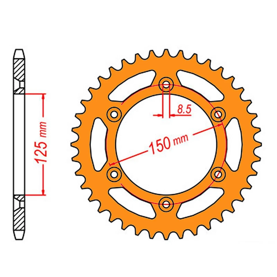 MTX Rear Sprocket 45T Orange for KTM 125 SX 2011-2012 >520 - Image 1 of 1