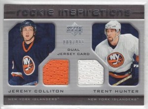 2005-06 UD ROOKIE UPDATE TRENT HUNTER JEREMY COLLITION DUAL RC JERSEY Game Used
