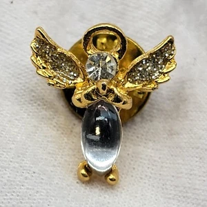 Lucite Engel Anstecknadel goldfarben süß klein - Bild 1 von 9