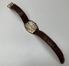 14K Solid Gold Vicence Ladies Wristwatch Milor Italy Genuine Leather