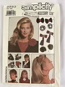 Simplicity Sewing Pattern Accessory Club Hair Neck Shoe Bows 1988 Vintage - Picture 1 of 5