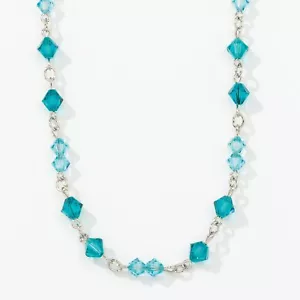Touchstone Crystal by Swarovski GREAT MINDS Necklace BLUE Rhodium Plated 36" - Picture 1 of 3