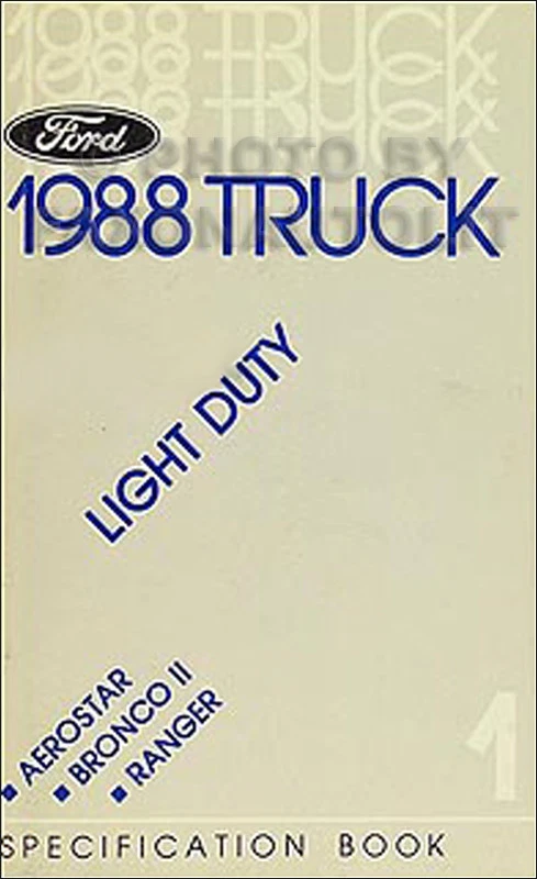 Libro Di Specifiche Di Servizio Ford 1988 Ranger Bronco II Aerostar - Immagine 1 di 1