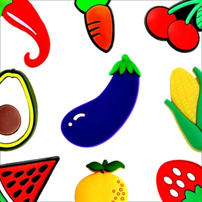 Obst & Gemüse 🍉🍒🥑🥕🍍 Schuh Charms für Crocs CLOGITZ UK 🇬🇧