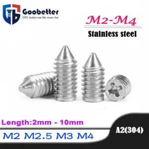 M2 M2.5 M3 M4 Cross Phillips Cone Point Grub Screws Stainless Steel Set Screws - Picture 1 of 35