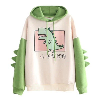 Little Monster Japanese Style Hooded Sweatshirt Kawaii Cartoon Dinosaur Anime - Image 1 of 4