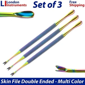 Cuticle Pusher Dead Skin Remover V-Shaped Skin Remover D-End Instrument Set of 3 - Picture 1 of 9