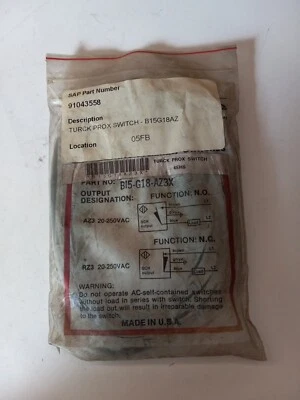 Turck B15-G18-AZ3X Inductive Proximity Sensor 20-250 VAC N.O. - Image 1 of 4