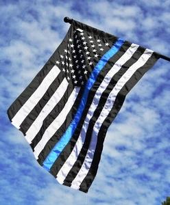 US Flag Factory 2.5'x4' American Thin Blue Line Flag with Pole Sleeve - Picture 1 of 4