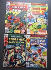 MARVEL TEAM-UP Lot of 4 Comics 51 54 57 58 Spider-Man Ghost Rider Hulk Mid-Grade