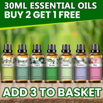 Rein Natur Ätherische Öle 30ml Aromatherapie Duftöl für Diffuser,Luftbefeuchter - Bild 1 von 4