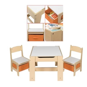 3-Teilig Kindersitzgruppen-Set Kindertisch 2 Stühle Sitzgruppe mit Stauraum Weiß - Bild 1 von 5