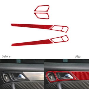 6Pcs For Benz C-Class W203 C230 05-07 Red Carbon Fiber Interior Door Panel Cover - Picture 1 of 11