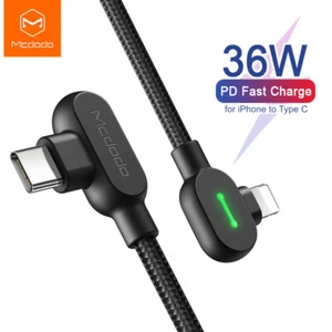 Mcdodo Angle Droit pour iPhone vers USB C Câble Chargeur Rapide 36W PD 3A Charge - Photo 1 sur 12