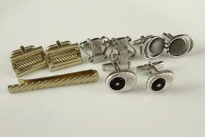 Vintage Lot Men's Costume Jewelry MCM Mid Century Metal CUFF LINKS Sets - Picture 1 of 7