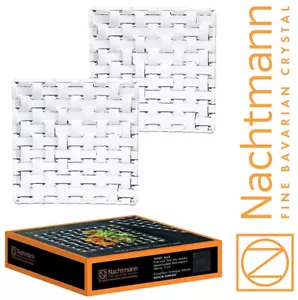 NIB! (2) Nachtmann Bossa Nova - Woven Crystal 5.5" x 5.5" Square Dessert Plates - Picture 1 of 6