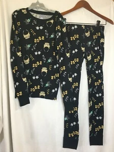 New Old Navy Boys Happy New Year Pajama 2pc Set Unisex Kid Black Cotton snug 12 - Picture 1 of 4