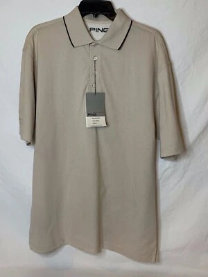 Ping Mens Dry-Fiber Dynamics Performance-Absorption Polo Shirt Size Medium Beige - Image 1 of 4