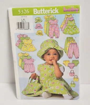 Butterick 5326 Vestido Jersey Mameluco Mono Bragas Pantalones Sombrero Talla L - XL SIN CORTAR Foto 1 de 4