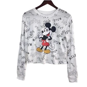 Disney Mickey Mouse Long Sleeves Graphic Tee Shirt Women’s Size M Allover Print - Picture 1 of 6