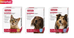 BEAPHAR DOG CAT WORMER VET STRENGTH TABLETS WORMCLEAR CATS SMALL & LARGE DOGS - Picture 1 of 23