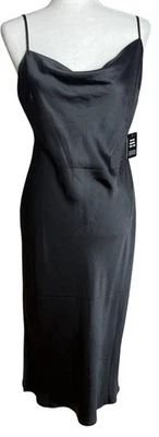 Nuevo con etiquetas Vestido Express Negro Sin Mangas Maxi Sesgado Ocasión Noche Satén Pullover Mujeres M Foto 1 de 4