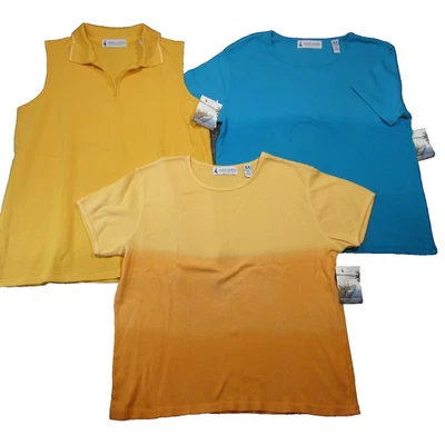 Lote De 3 Camisas De Colección Marsh Landing XL Amarillo Azul Algodón Waffle Acanalado Informal NUEVO Foto 1 de 4