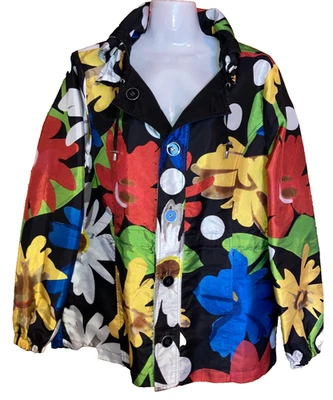 Chaqueta reversible UBU para mujer mediana multicolor/negra plisada arte de usar Foto 1 de 4